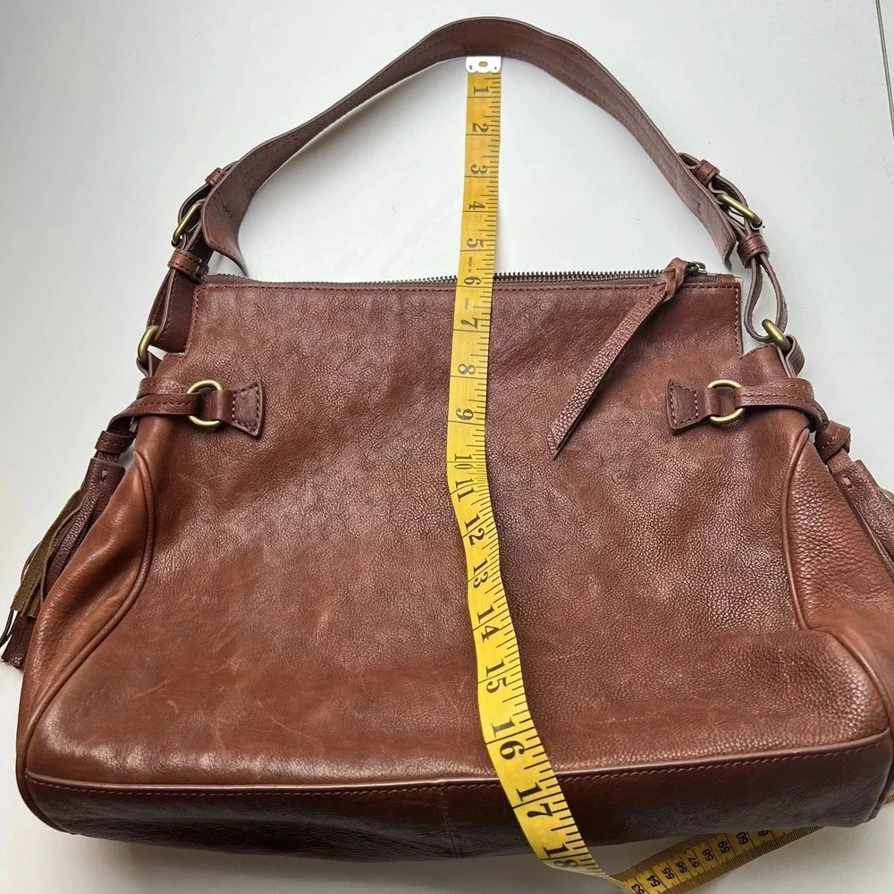 Margot  Genuine Leather Brown Purse  Bag with Tassel Detail